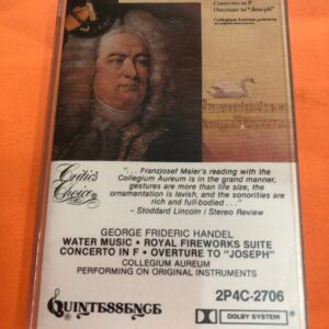 BĂNG CASSETTE - HANDEL - WATER MUSIC AND FIREWORKS MUSIC CONCERTO IN F, OVERTURE TO JOSEPH Nhạc viện Aureum
