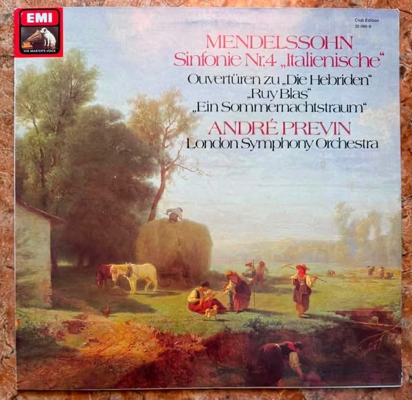 ĐĨA THAN - Mendelssohn - Sinfonie Nr. 4 A-dur op. 90 „Italienische” & Ouvertures  Nhạc trưởng André Previn Dàn nhạc giao hưởng London